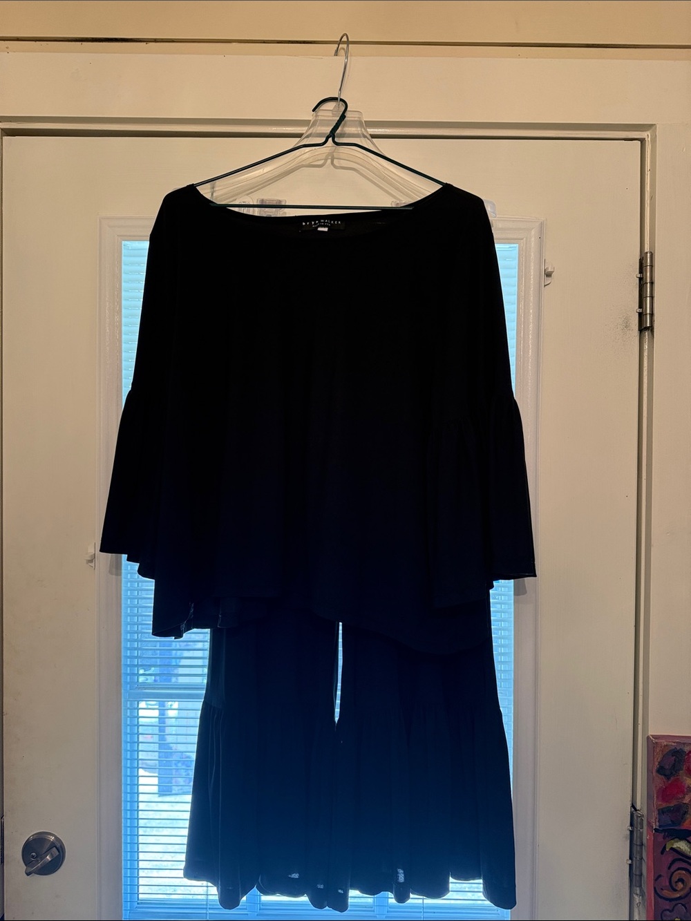 bryn Walker Black Cropped Ruffle-Hem Wide Leg Pants